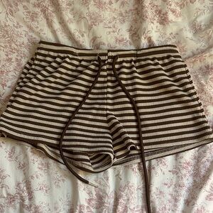 Striped Brown and White Knit Shorts